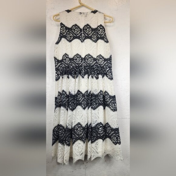 White House Black Market Black And White Lace Sleeveless Dress‎ Womens 14 - Picture 2 of 5